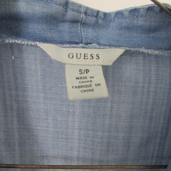 GUESS Denim Blue Long Sleeve Crop - Size S - Picture 6 of 6